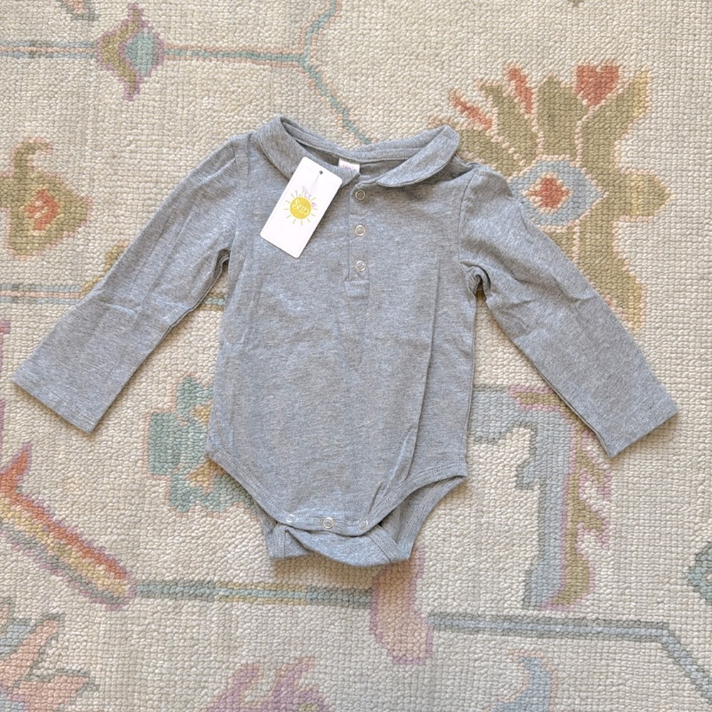 NWT 18 month Gray Onesie Peter Pan Collar
